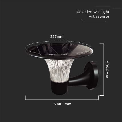 Soldrevet LED væglampe med sensor LED/15W/3,2V 4000K/6000K IP65