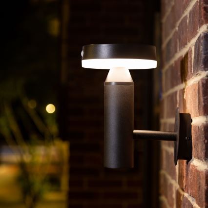 Soldrevet LED væglampe med sensor GWINEA LED/4,5W/3,7V IP44 sort