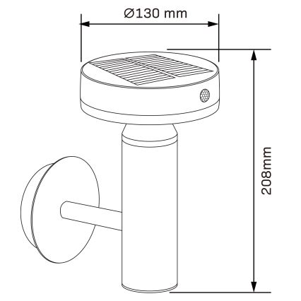 Soldrevet LED væglampe med sensor GWINEA LED/4,5W/3,7V IP44 sort