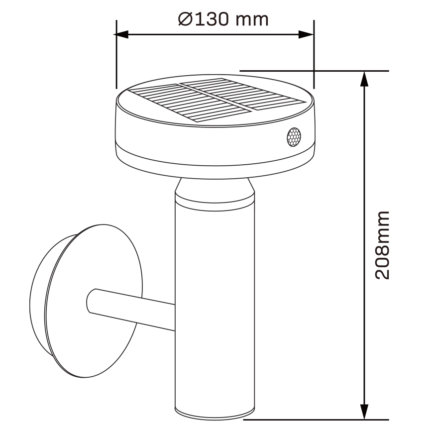 Soldrevet LED væglampe med sensor GWINEA LED/4,5W/3,7V IP44 sort