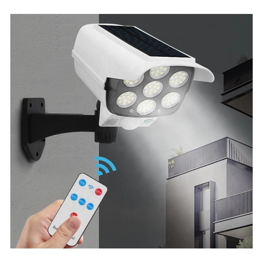 LED Dummy-sikkerhedskamera med sensor soldrevet KAMERA LED/1W/3,7V 1200 mAh IP44 + fjernbetjening