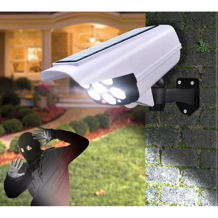 LED Dummy-sikkerhedskamera med sensor soldrevet KAMERA LED/1W/3,7V 1200 mAh IP44 + fjernbetjening