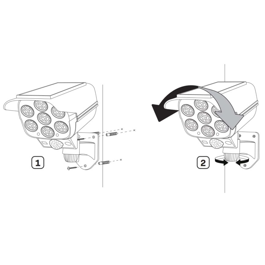 LED Dummy-sikkerhedskamera med sensor soldrevet KAMERA LED/1W/3,7V 1200 mAh IP44 + fjernbetjening