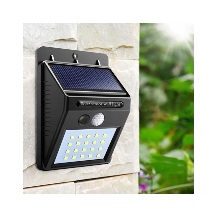 Soldrevet LED væglampe med sensor LED/0,55W/3,7V 1200 mAh IP65