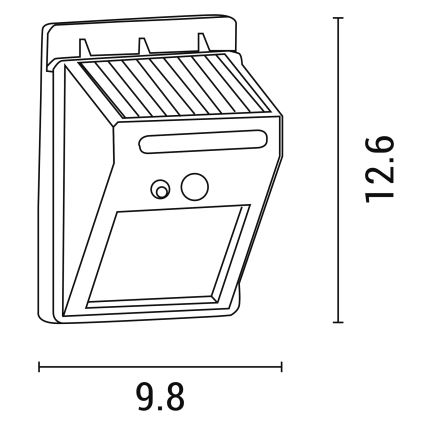 Soldrevet LED væglampe med sensor LED/0,55W/3,7V 1200mAh 6500K IP65