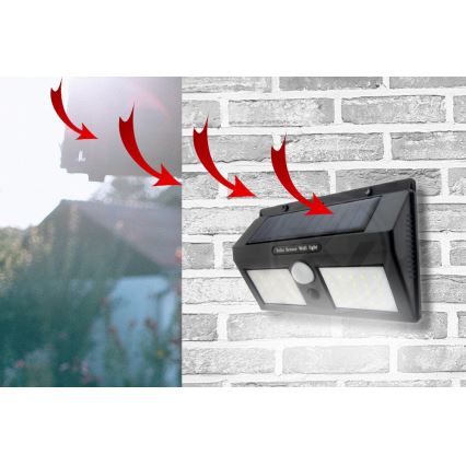 Soldrevet LED væglampe med sensor LED/1,2W/3,7V 2400 mAh IP54