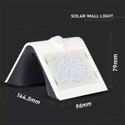 Soldrevet LED væglampe med sensor LED/1,5W/3,7V IP65 hvid