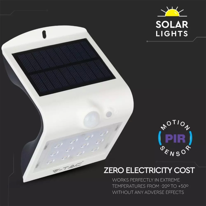 Soldrevet LED væglampe med sensor LED/1.5W/3,7V IP65 1200 mAh