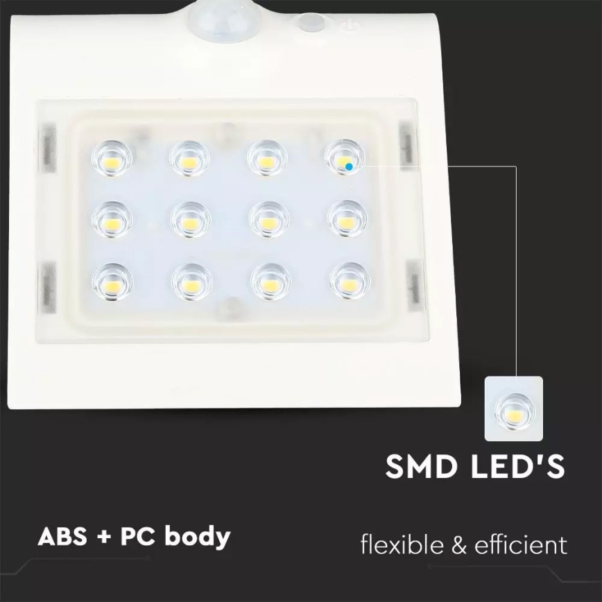 Soldrevet LED væglampe med sensor LED/1.5W/3,7V IP65 1200 mAh