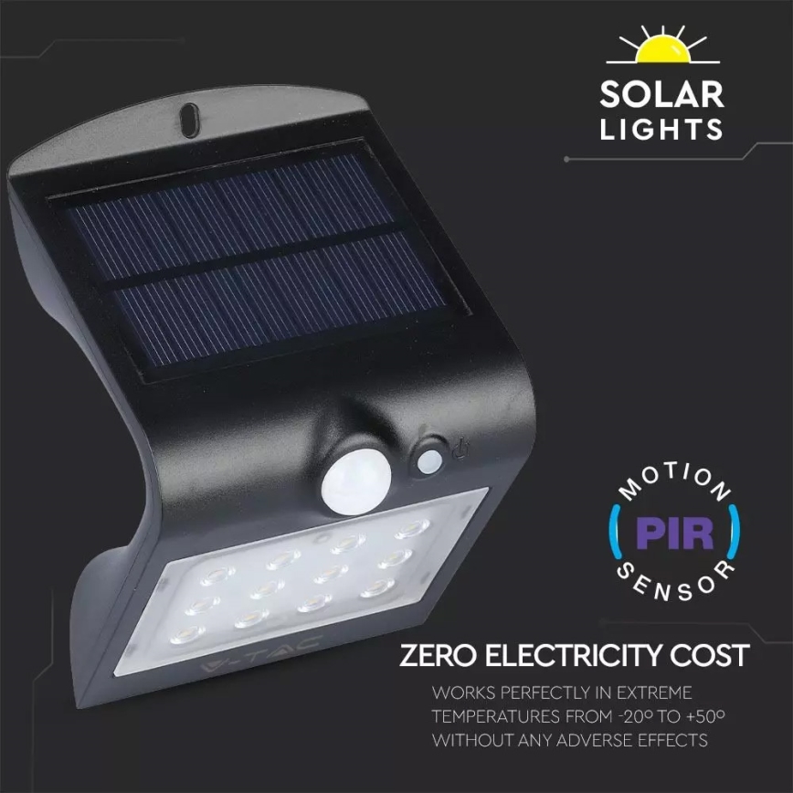 Soldrevet LED væglampe med sensor LED/1.5W/3,7V IP65