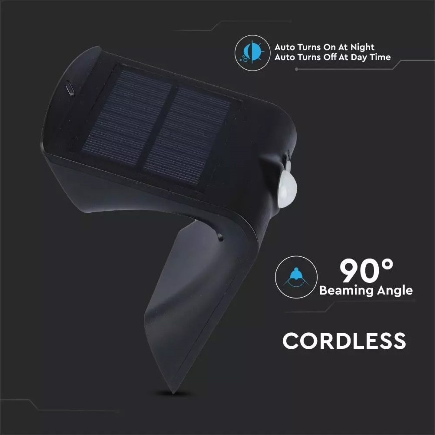 Soldrevet LED væglampe med sensor LED/1.5W/3,7V IP65