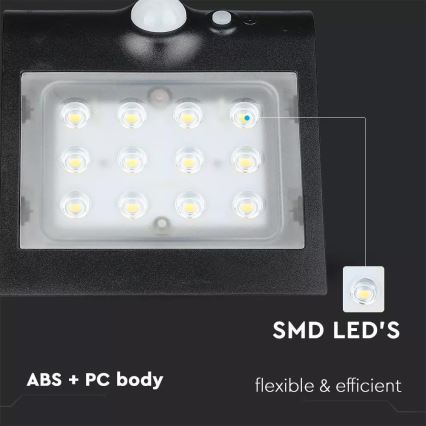 Soldrevet LED væglampe med sensor LED/1.5W/3,7V IP65