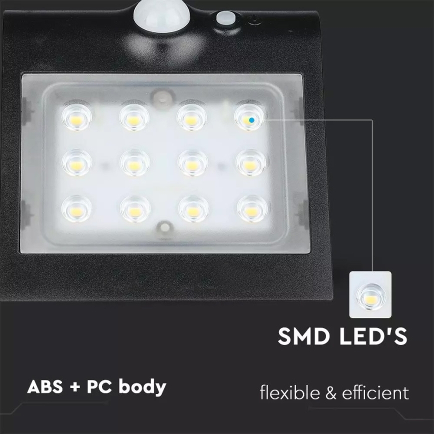 Soldrevet LED væglampe med sensor LED/1.5W/3,7V IP65