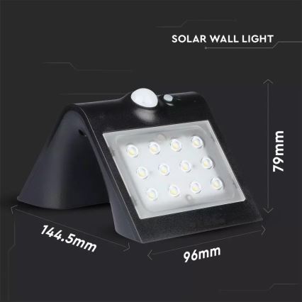 Soldrevet LED væglampe med sensor LED/1.5W/3,7V IP65