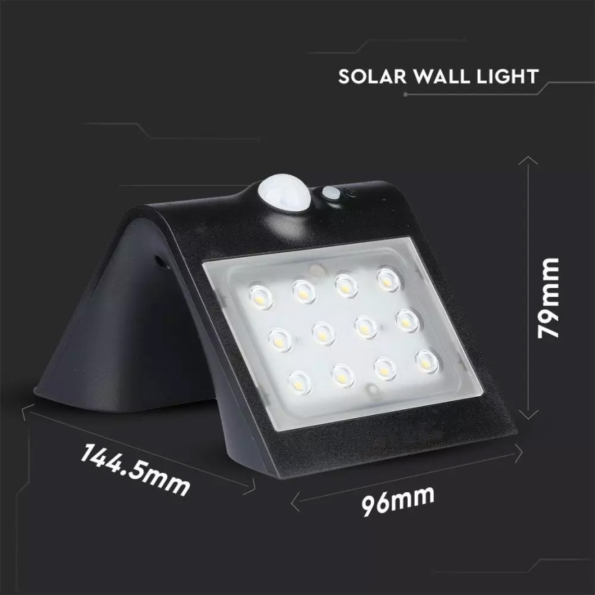 Soldrevet LED væglampe med sensor LED/1.5W/3,7V IP65