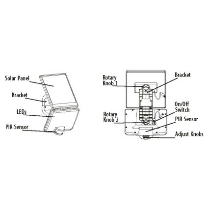 Soldrevet LED væglampe med sensor LED/12W/3,7V 4000 mAh IP54