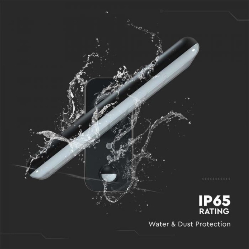 Soldrevet LED væglampe med sensor LED/15W/3,2V 4000K/6000K IP65 sort