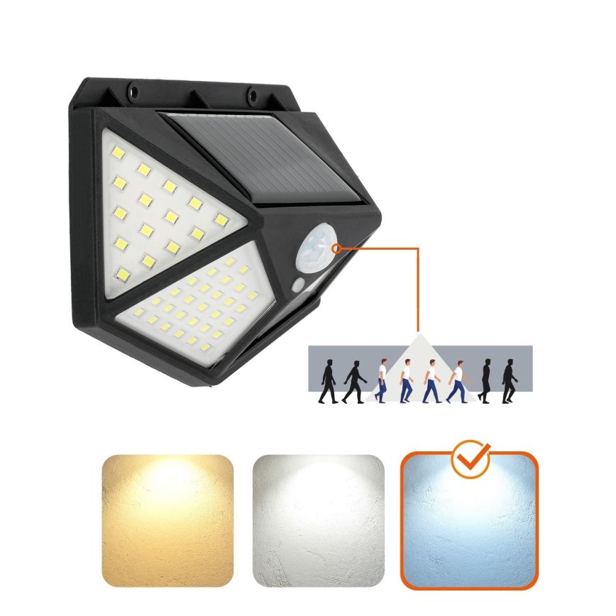 Soldrevet LED væglampe med sensor LED/1W/3,7V 6500K IP44