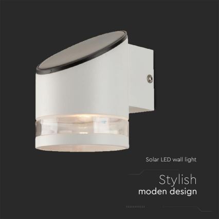 Soldrevet LED væglampe med sensor LED/1W/3,7V IP54 3000K hvid