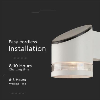 Soldrevet LED væglampe med sensor LED/1W/3,7V IP54 3000K hvid