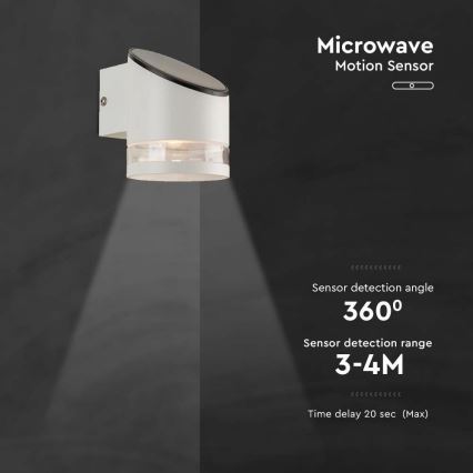 Soldrevet LED væglampe med sensor LED/1W/3,7V IP54 3000K hvid