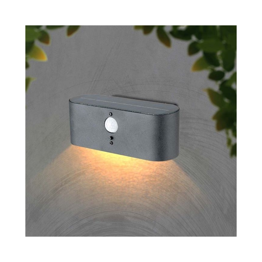 Soldrevet LED væglampe med sensor LED/2,5W/3,7V 3000K IP54