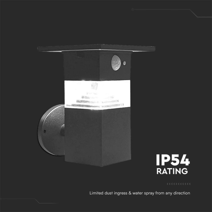 Soldrevet LED væglampe med sensor LED/2,5W/3,7V IP54 3000K