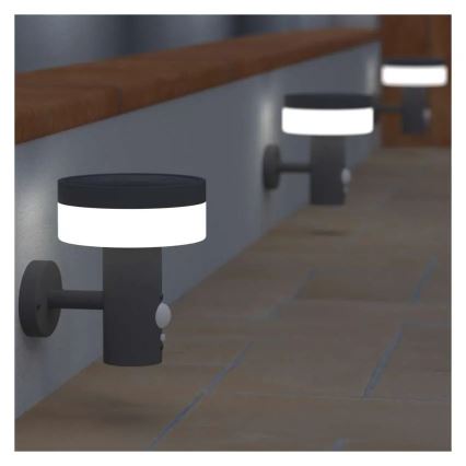 Soldrevet LED væglampe med sensor LED/2W/3,7V 1200 mAh IP44