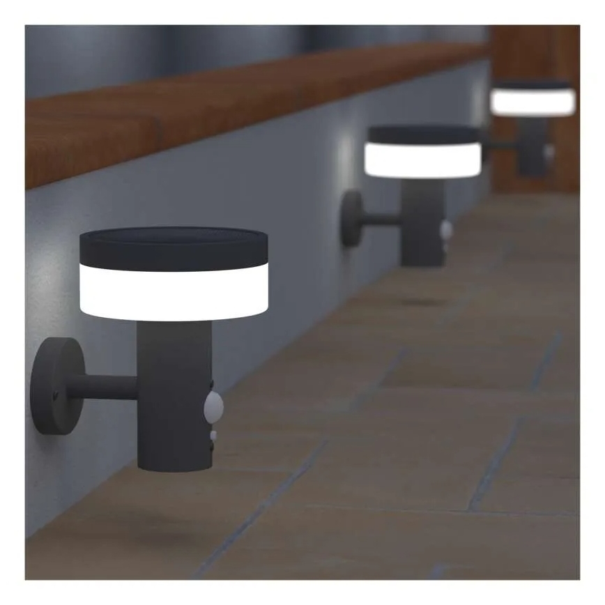 Soldrevet LED væglampe med sensor LED/2W/3,7V 1200 mAh IP44