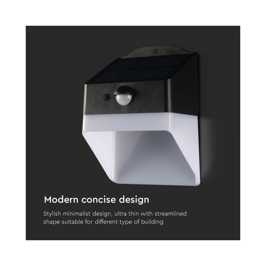Soldrevet LED væglampe med sensor LED/2W/3,7V 4000K IP65