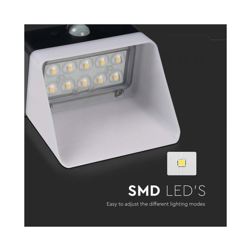 Soldrevet LED væglampe med sensor LED/2W/3,7V 4000K IP65