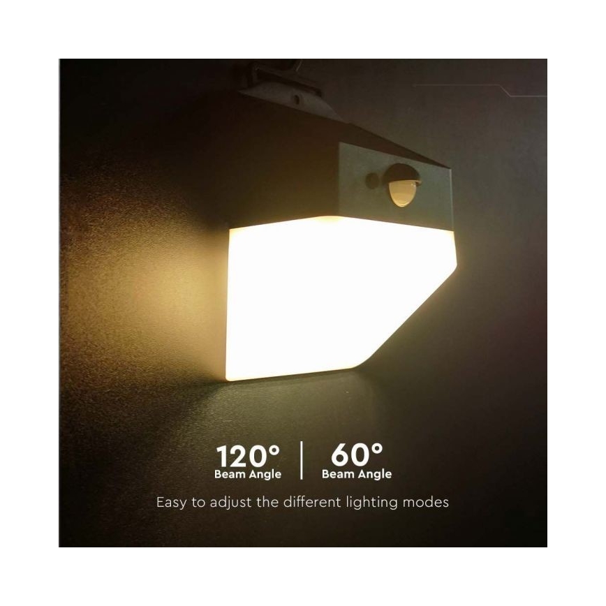 Soldrevet LED væglampe med sensor LED/2W/3,7V 4000K IP65