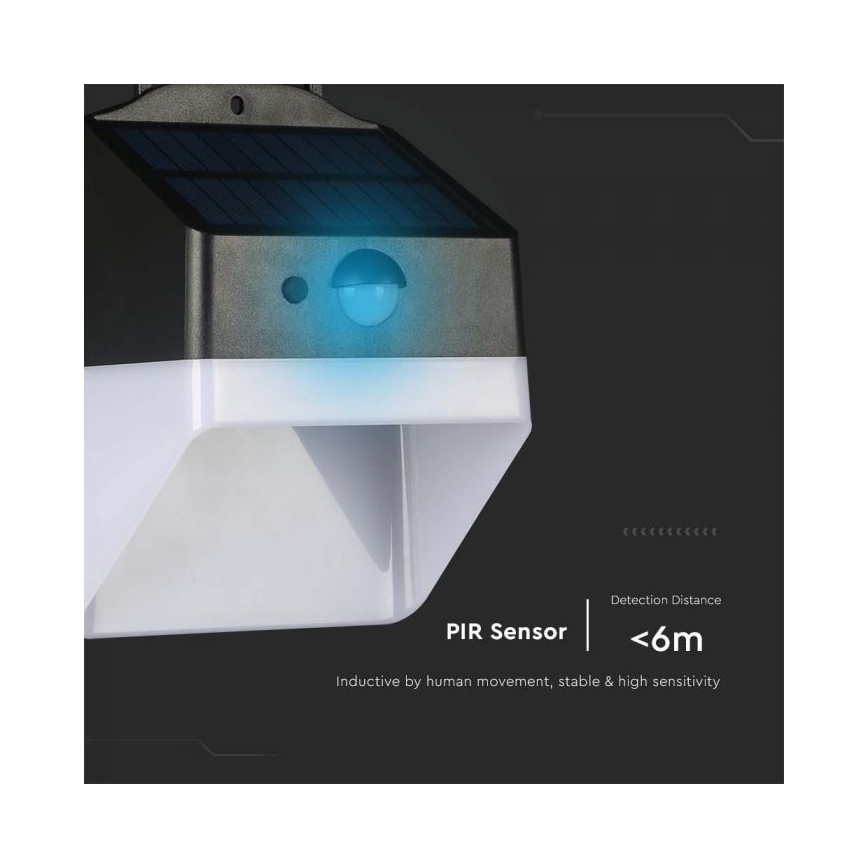 Soldrevet LED væglampe med sensor LED/2W/3,7V 4000K IP65