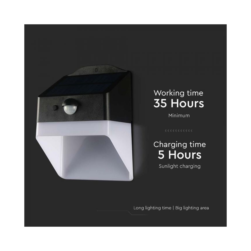 Soldrevet LED væglampe med sensor LED/2W/3,7V 4000K IP65
