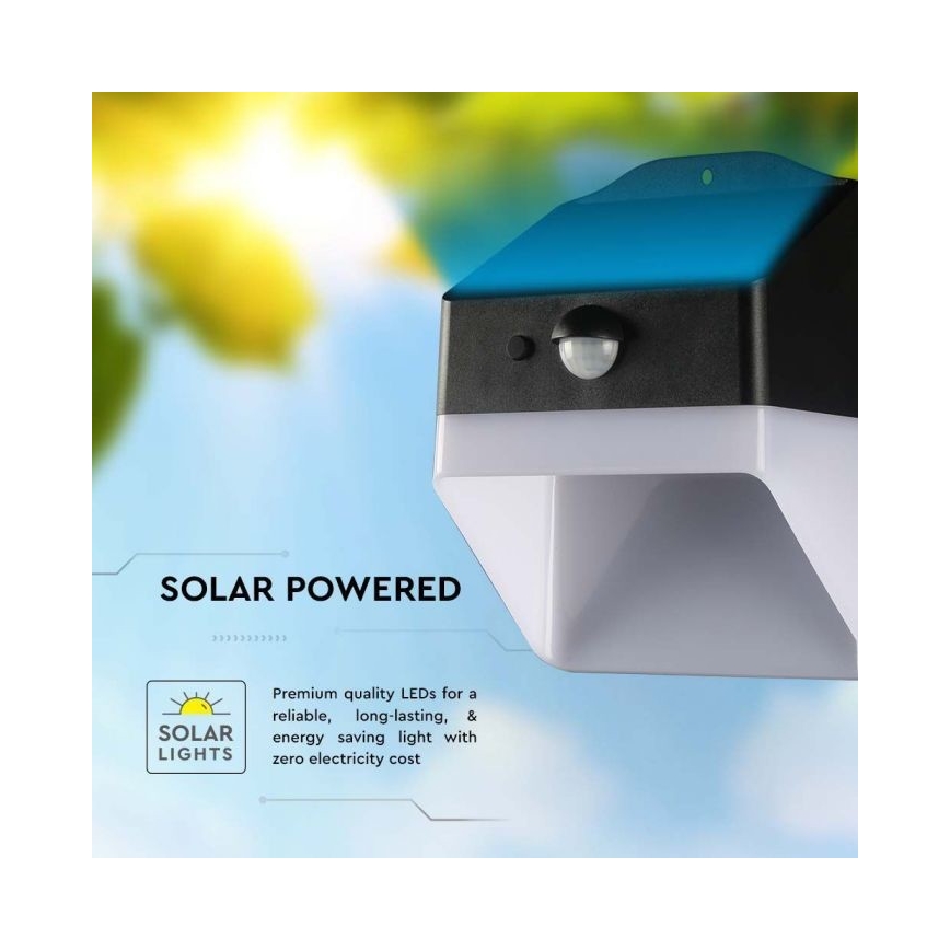 Soldrevet LED væglampe med sensor LED/2W/3,7V 4000K IP65