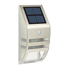 Soldrevet LED væglampe med sensor LED/3,7V IP44 mat krom