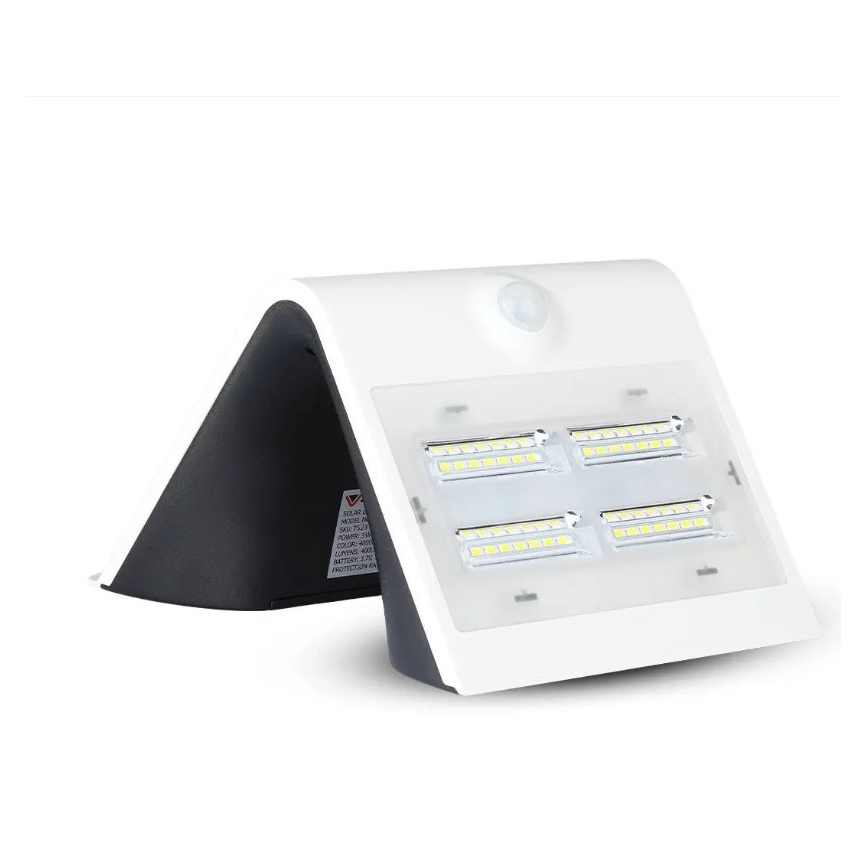 Soldrevet LED væglampe med sensor LED/3W/3,7V 3000/4000K IP65 2000 mAh hvid