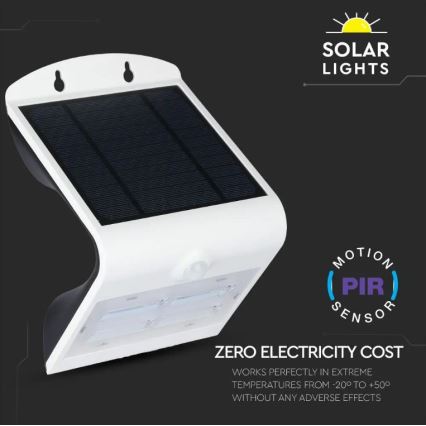 Soldrevet LED væglampe med sensor LED/3W/3,7V 3000/4000K IP65 2000 mAh hvid