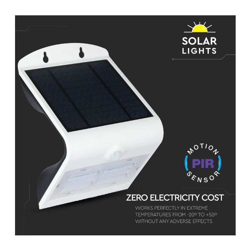 Soldrevet LED væglampe med sensor LED/3W/3,7V 3000/4000K IP65 2000 mAh hvid
