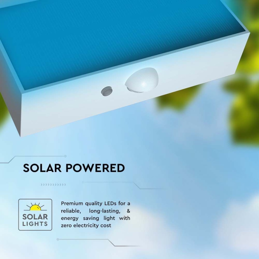 Soldrevet LED væglampe med sensor LED/3W/3,7V 3000K/4000K IP65 hvid