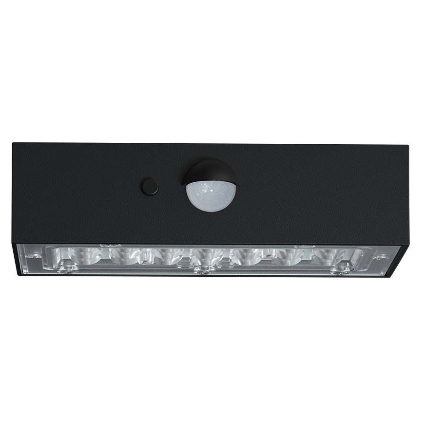 Soldrevet LED væglampe med sensor LED/3W/3,7V 3000K/4000K IP65 sort