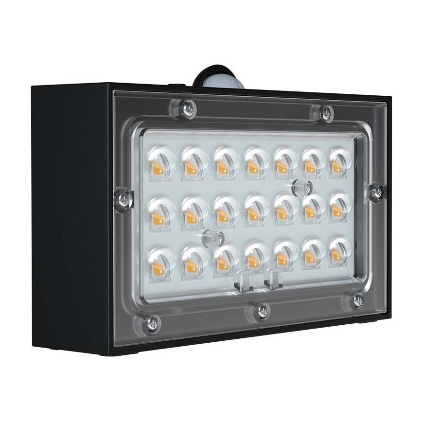 Soldrevet LED væglampe med sensor LED/3W/3,7V 3000K/4000K IP65 sort