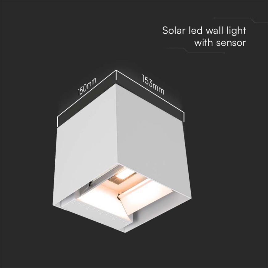 Soldrevet LED væglampe med sensor LED/3W/3,7V IP65 4000K 2600 mAh hvid