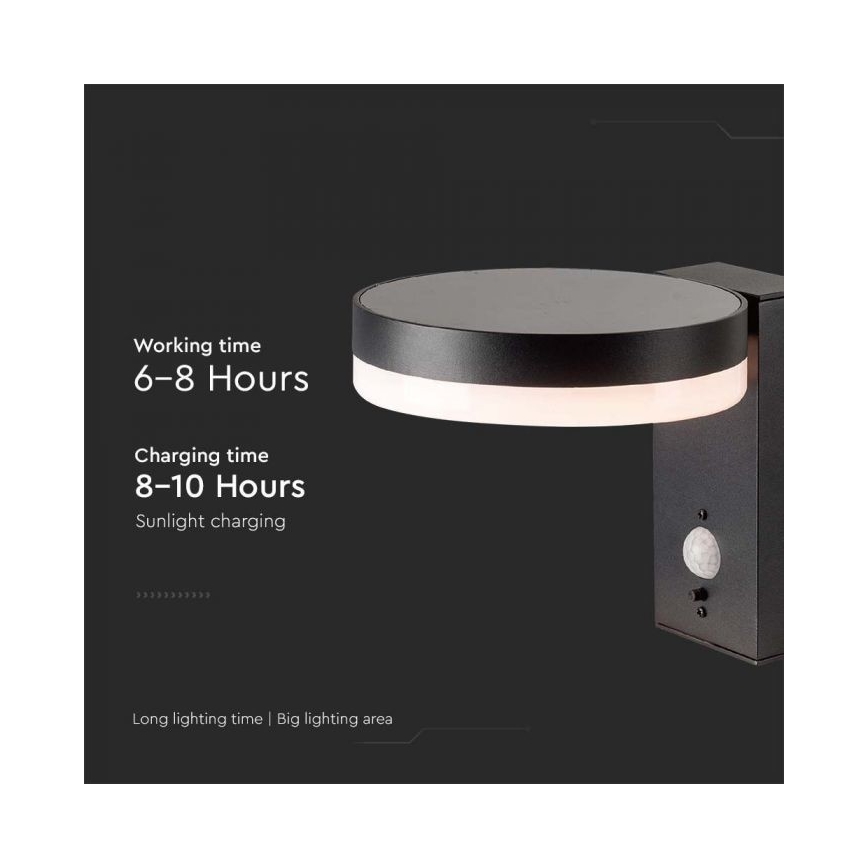 Soldrevet LED væglampe med sensor LED/5,5W/3,7V 3000K IP54