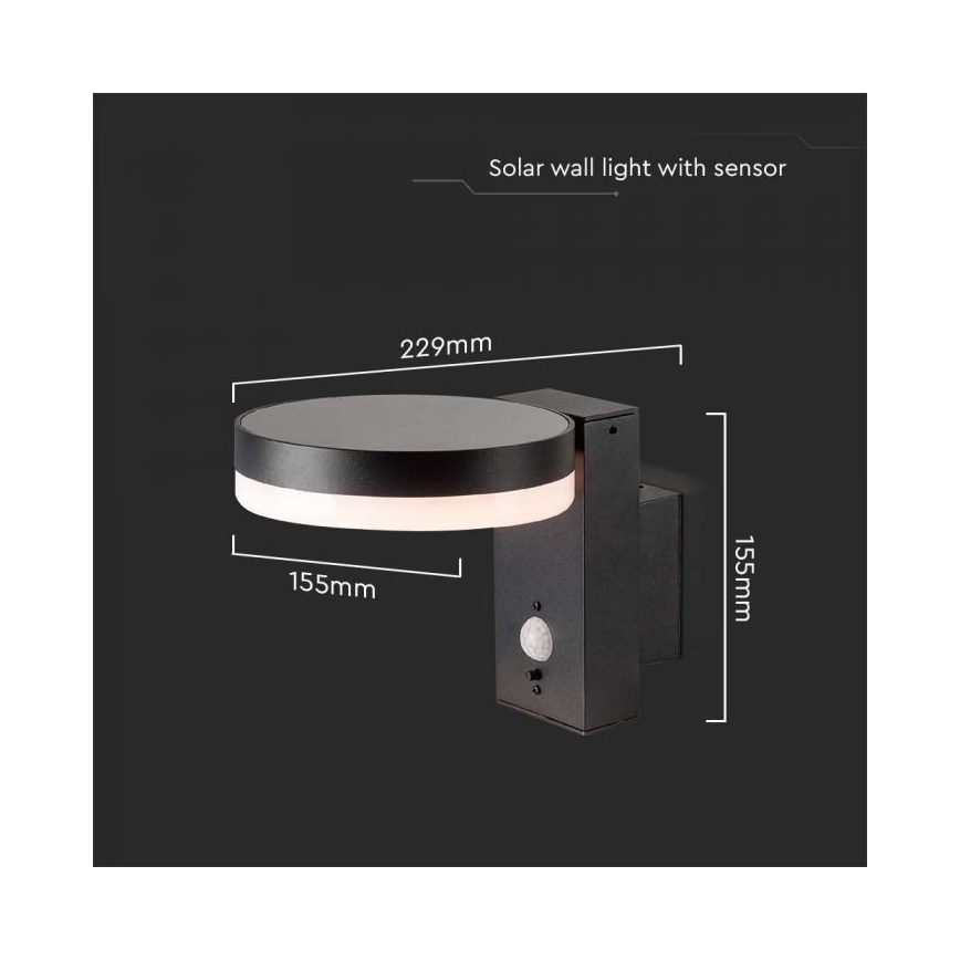 Soldrevet LED væglampe med sensor LED/5,5W/3,7V 3000K IP54