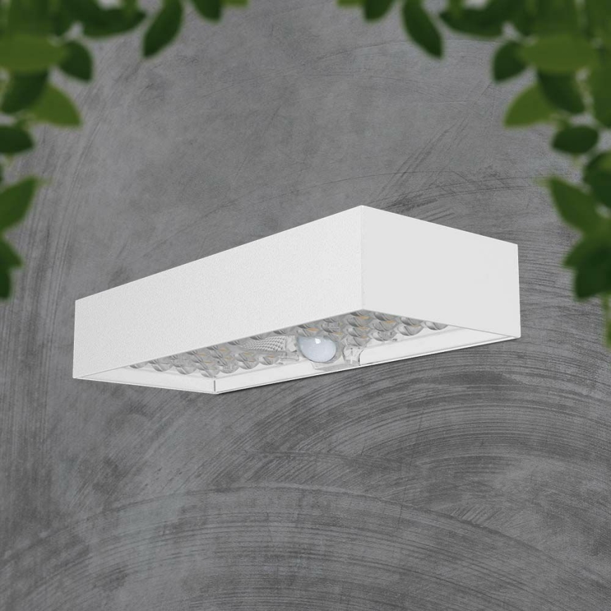 Soldrevet LED væglampe med sensor LED/6W/3,7V IP65 4000K 3000 mAh hvid