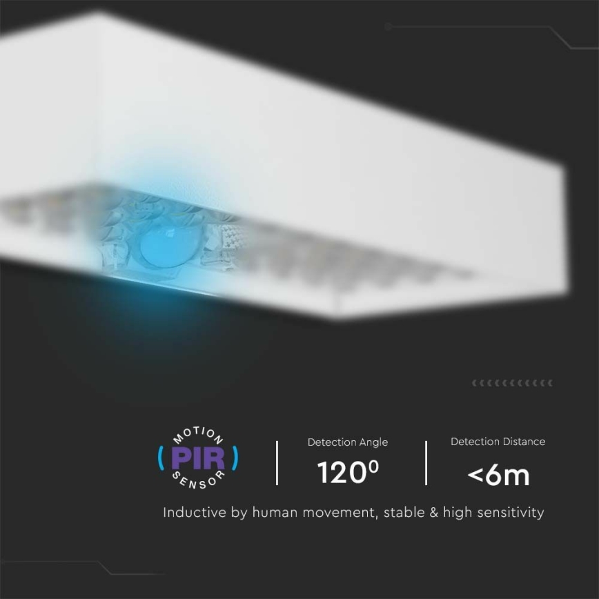 Soldrevet LED væglampe med sensor LED/6W/3,7V IP65 4000K 3000 mAh hvid
