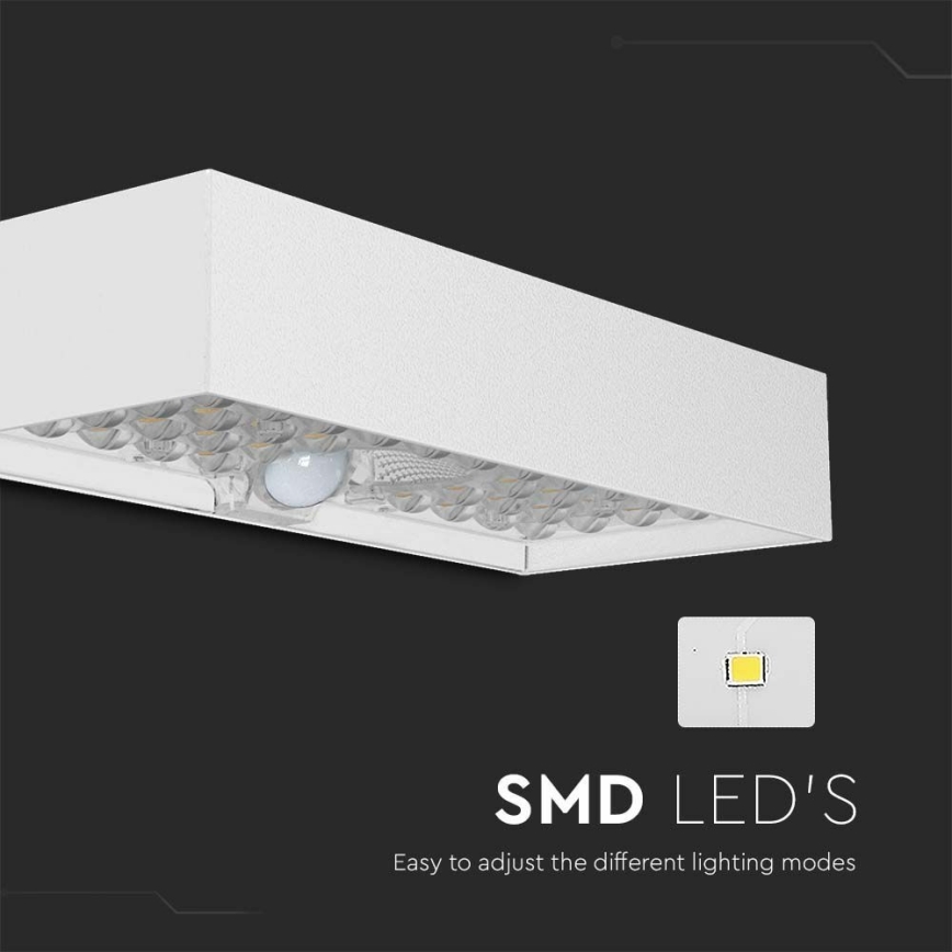 Soldrevet LED væglampe med sensor LED/6W/3,7V IP65 4000K 3000 mAh hvid