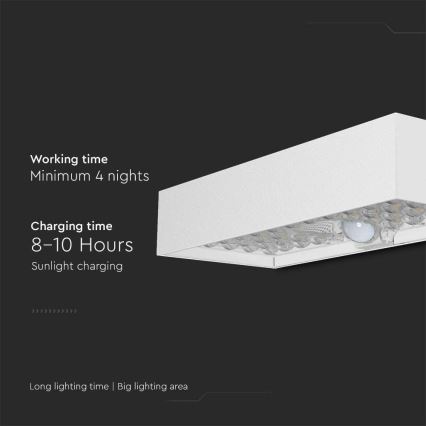 Soldrevet LED væglampe med sensor LED/6W/3,7V IP65 4000K 3000 mAh hvid