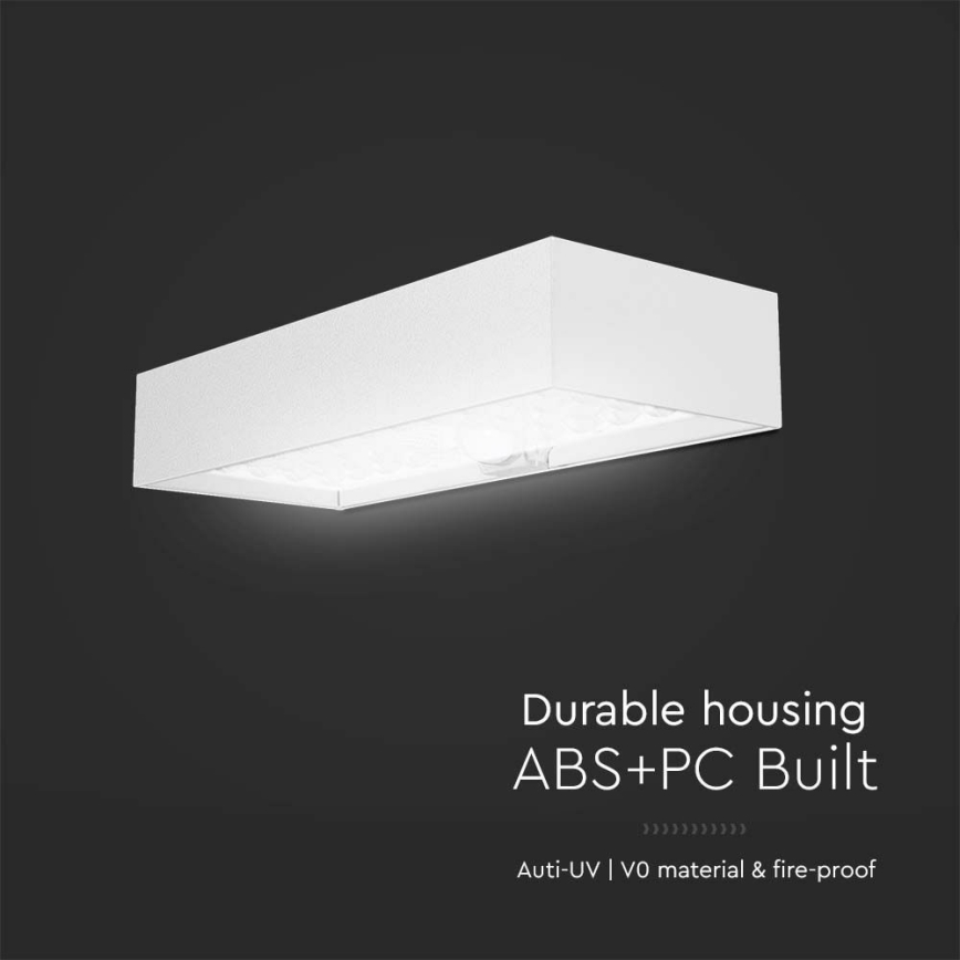 Soldrevet LED væglampe med sensor LED/6W/3,7V IP65 4000K 3000 mAh hvid
